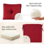 Deep Seat Pillow and High Back Chair Cushions Outdoor Water Repellent Replacement Patio Seating Cushions,Seat 24"x24"x6",Back 22"x24"x6"