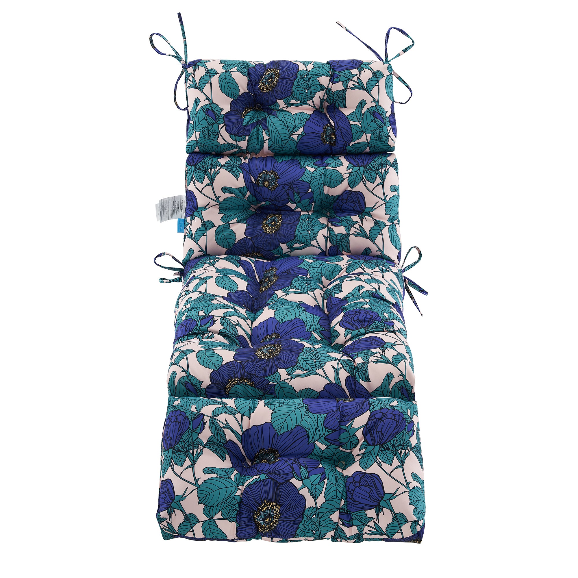 ARTPLAN Outdoor Chaise Lounge Cushion 72x22x4 inches, Floral Tufted Thick Replacement Cushion with Ties, All Weather Wicker Patio Furniture Cushion