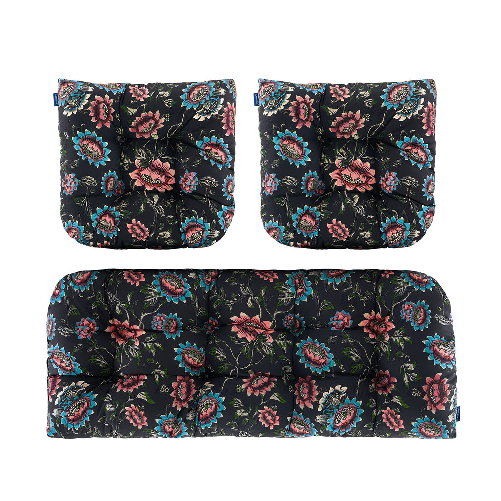 ARTPLAN Outdoor Chair Cushions,3 Piece Loveseat Outdoor Cushions Set,Tufted/Wicker Patio Cushion for Patio Furniture All Weather,44"x19"x5"