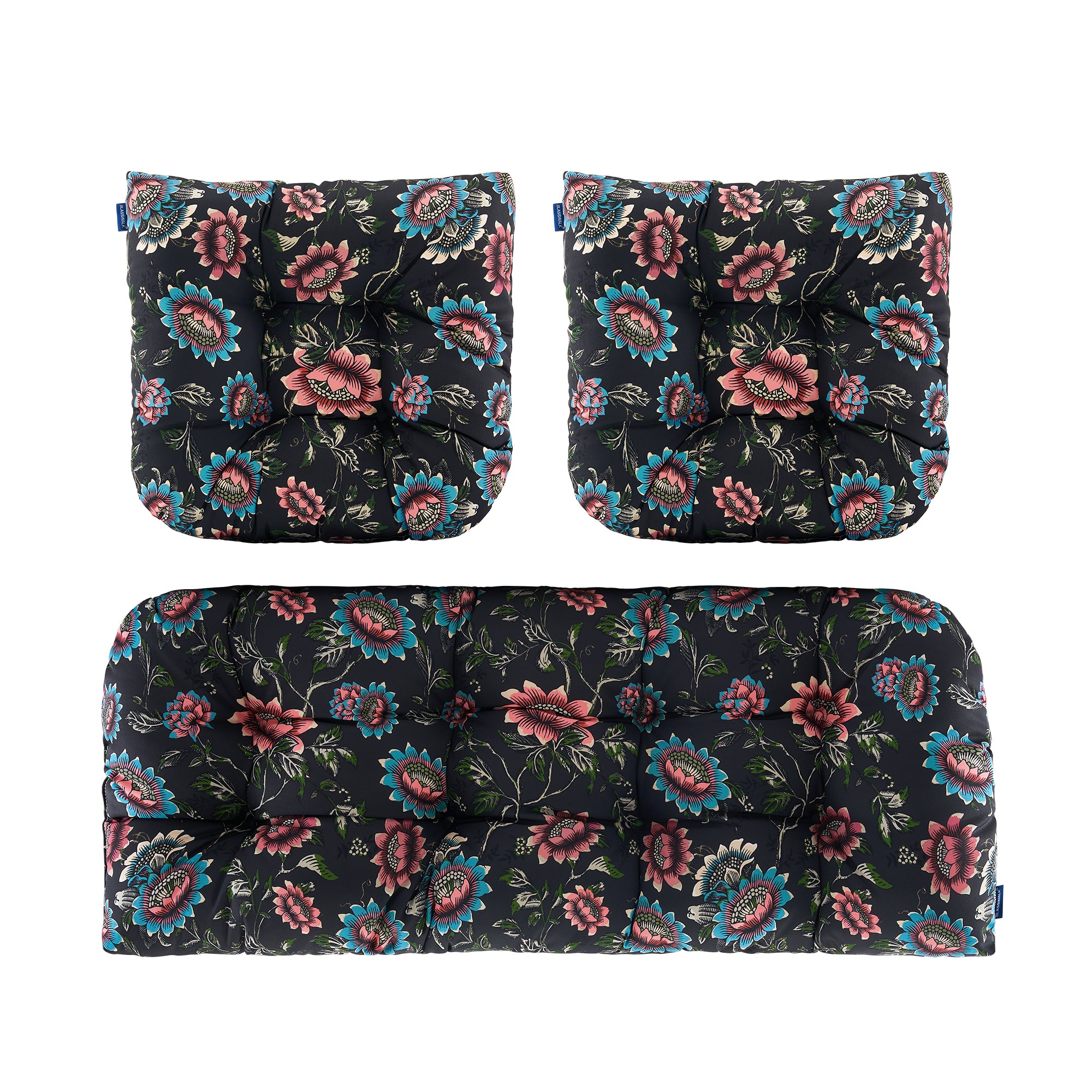 ARTPLAN Outdoor Chair Cushions,3 Piece Loveseat Outdoor Cushions Set,Tufted/Wicker Patio Cushion for Patio Furniture All Weather,44"x19"x5"