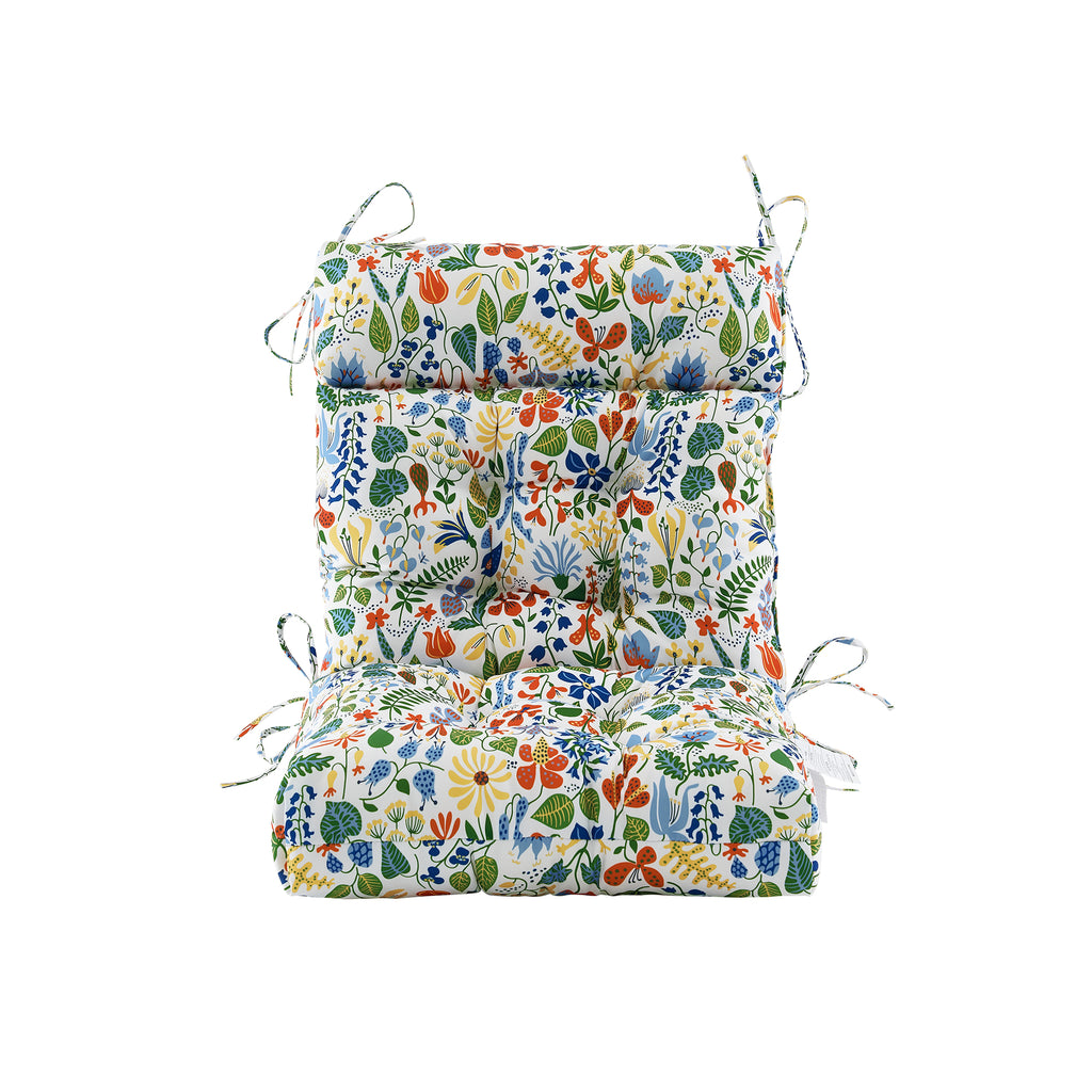 ARTPLAN Patio Chair Cushions Combined Seat and Back,Tufted Outdoor Swivel Chair Cushion with Tie,40"x20"x4"，Floral