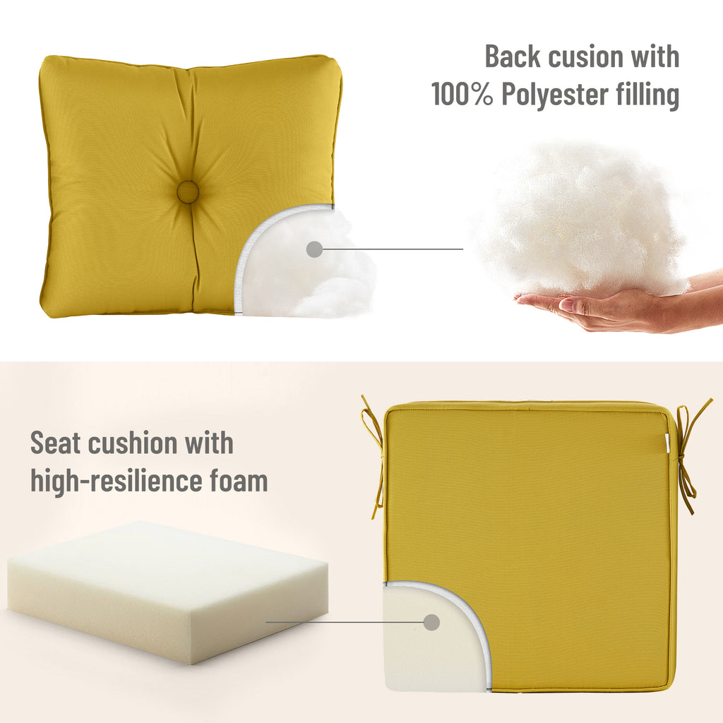 Deep Seat Pillow and High Back Chair Cushions Outdoor Water Repellent Replacement Patio Seating Cushions,Seat 24"x24"x6",Back 22"x24"x6"