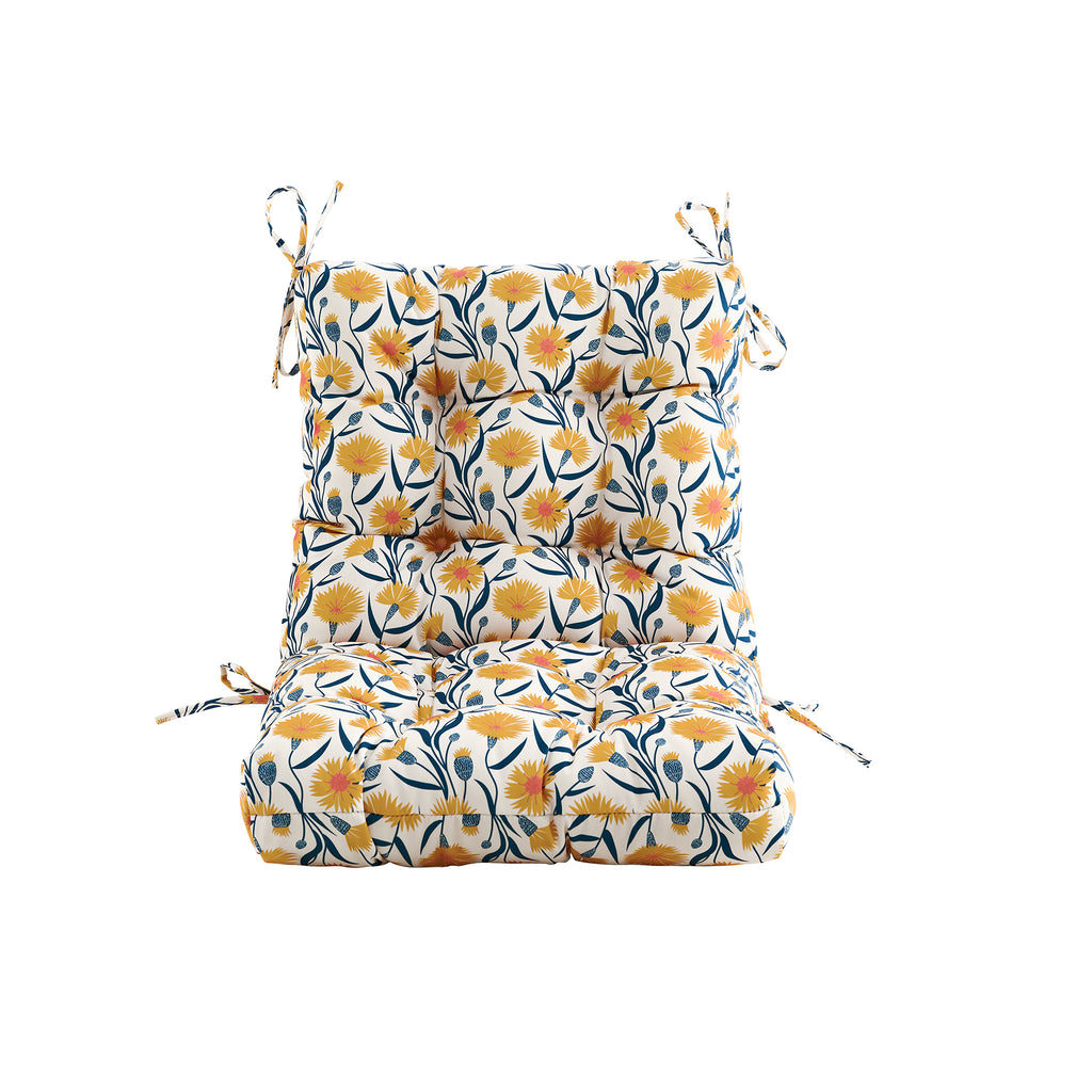 ARTPLAN Patio Chair Cushions Combined Seat and Back,Tufted Outdoor Swivel Chair Cushion with Tie,40"x20"x4",Floral