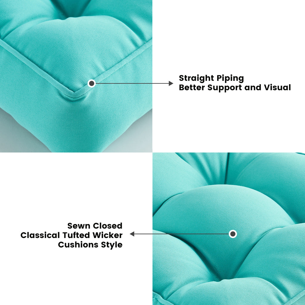 ARTPLAN Outdoor Seat Cushions,Pack of 2 Tufted  Patio Chair Pads 19x19x5 Inches Square Foam for Dining Chair