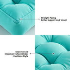 ARTPLAN Outdoor Seat Cushions,Pack of 2 Tufted  Patio Chair Pads 19x19x5 Inches Square Foam for Dining Chair