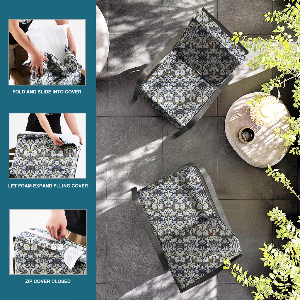 ARTPLAN Outdoor Deep Seat Slipcovers，Set of 2 24x24x6" 18x24 Olefin,Square Outdoor Cushion Cover, for Patio Funiture