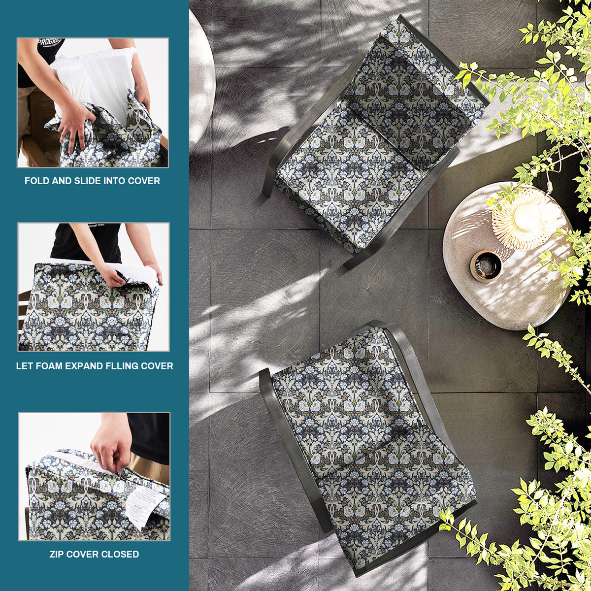 ARTPLAN Outdoor Deep Seat Slipcovers，Set of 2 24x24x6" 18x24 Olefin,Square Outdoor Cushion Cover, for Patio Funiture