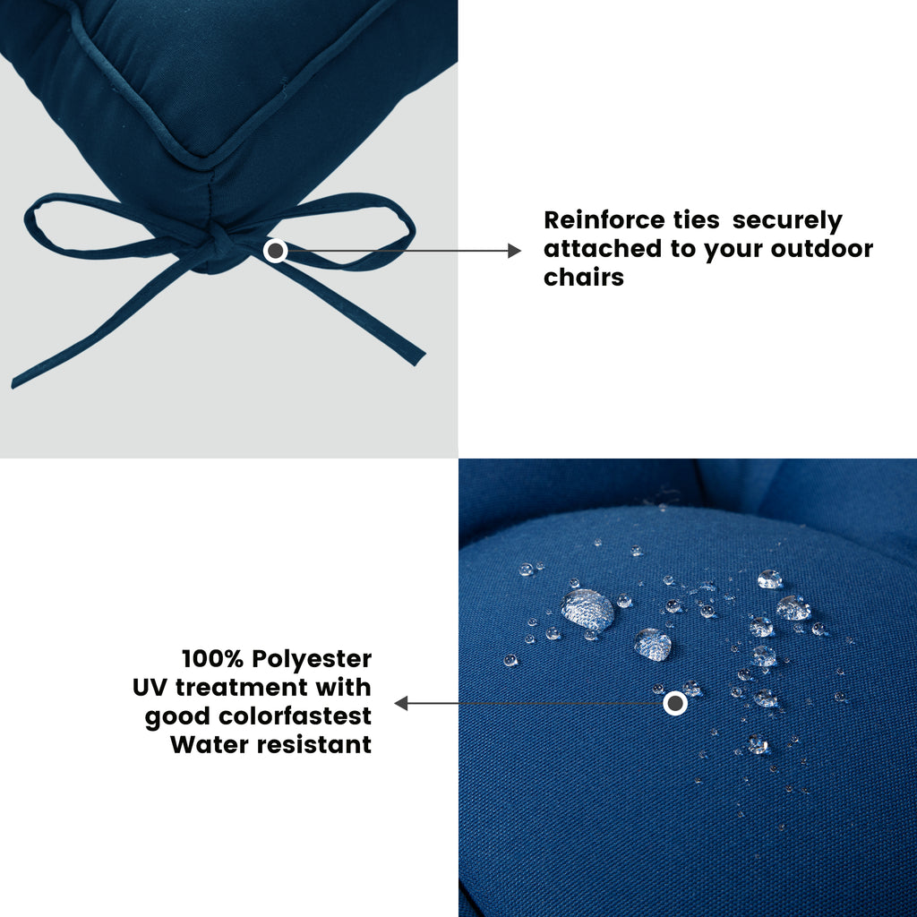 ARTPLAN Outdoor Seat Cushions,Pack of 2 Tufted  Patio Chair Pads 19x19x5 Inches Square Foam for Dining Chair
