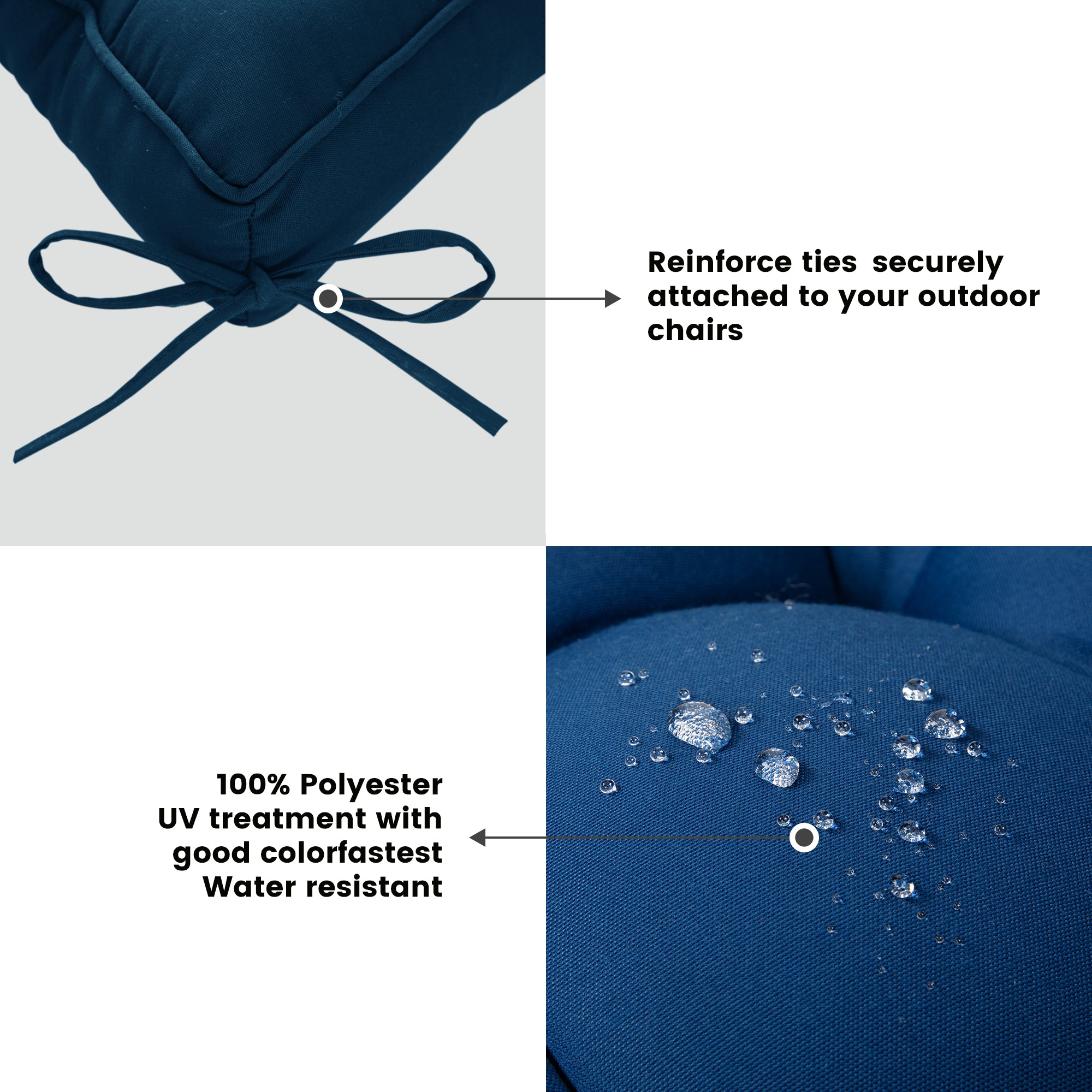ARTPLAN Outdoor Seat Cushions,Pack of 2 Tufted  Patio Chair Pads 19x19x5 Inches Square Foam for Dining Chair