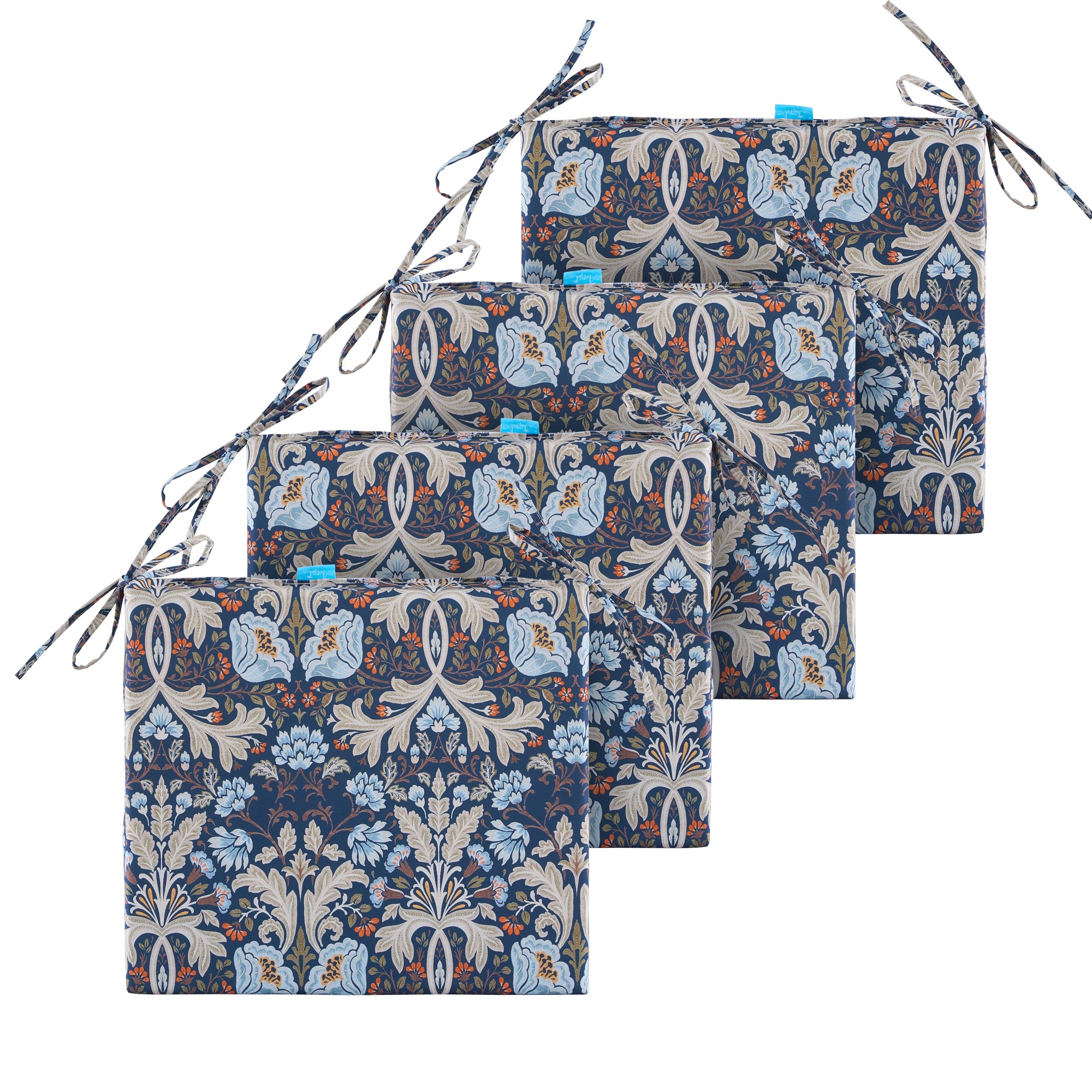 Outdoor Chair Cushions for Patio Furniture, Waterproof Outdoor Cushions, Round Corner Patio Chair Cushions Set of 4 with Ties,17"x16"x2"