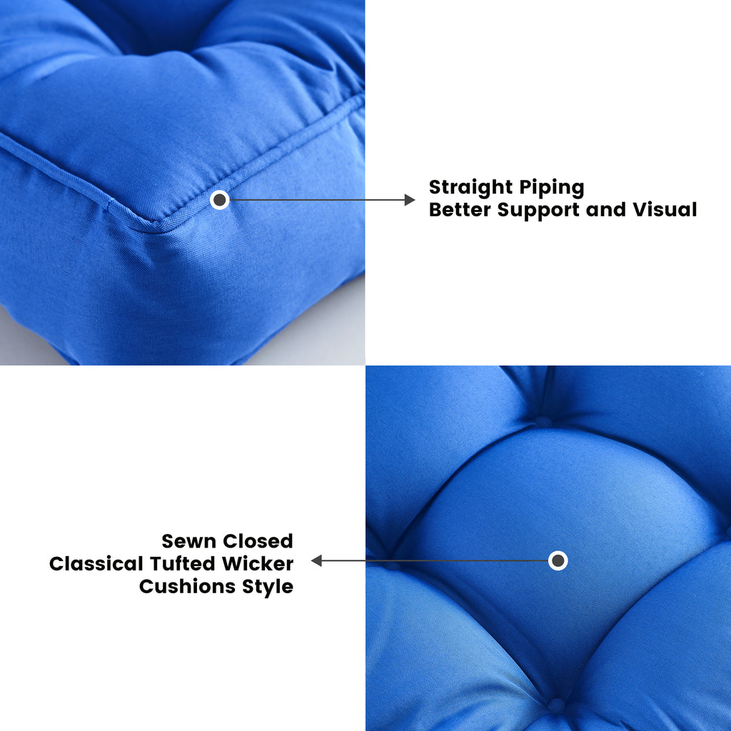 ARTPLAN Outdoor Seat Cushions,Pack of 2 Tufted  Patio Chair Pads 19x19x5 Inches Square Foam for Dining Chair