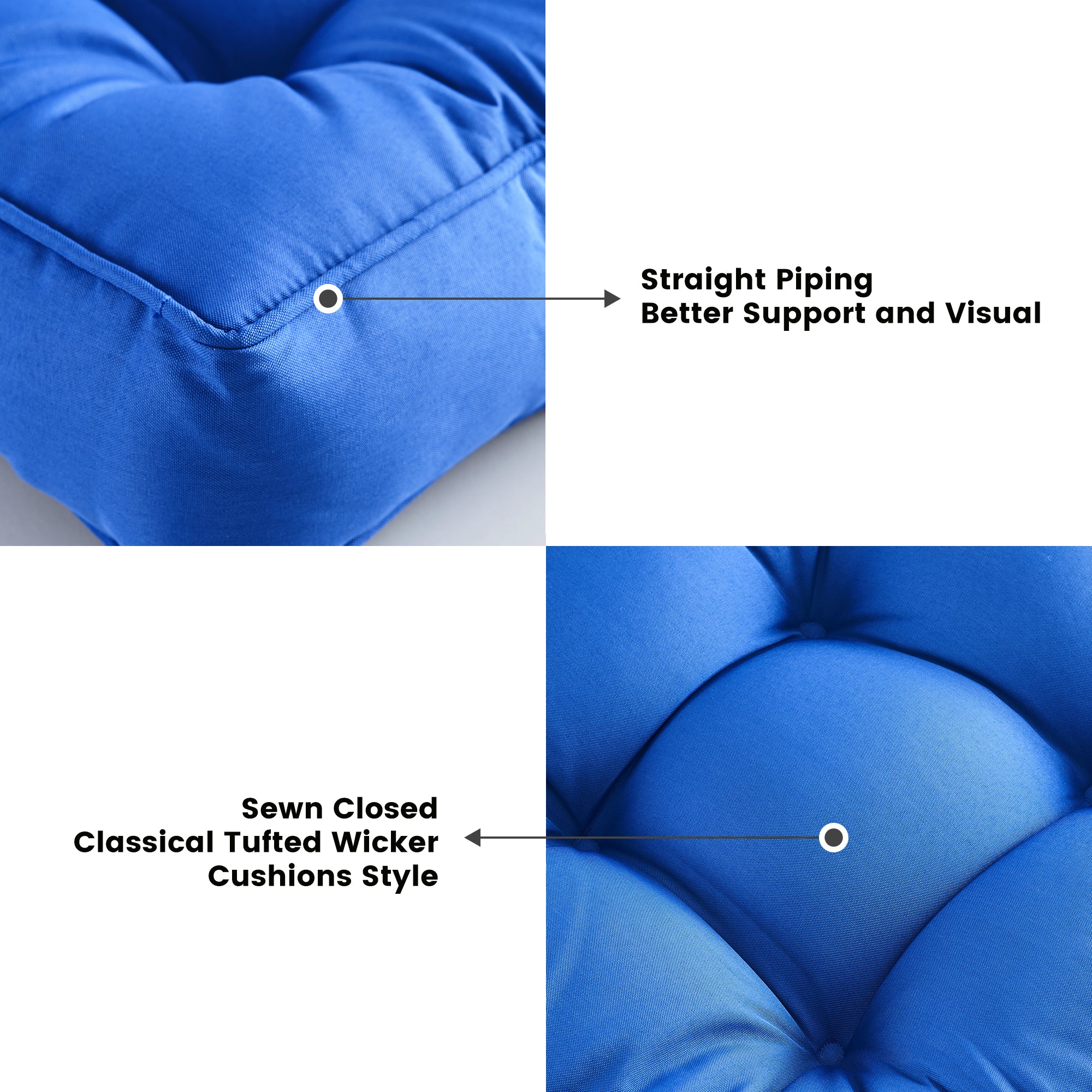 ARTPLAN Outdoor Seat Cushions,Pack of 2 Tufted  Patio Chair Pads 19x19x5 Inches Square Foam for Dining Chair