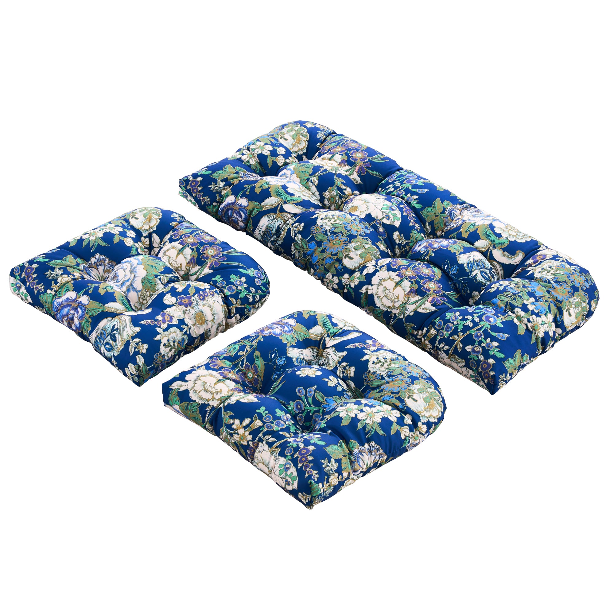ARTPLAN Outdoor Chair Cushions,3 Piece Loveseat Outdoor Cushions Set,Tufted/Wicker Patio Cushion for Patio Furniture All Weather,44"x19"x5"
