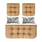 ARTPLAN All Weather Chair Outdoor Cushions Settee Loveseat Bench Cushions Set of 5 Wicker Tufted Pillow for Patio Outdoor Furniture