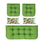 ARTPLAN All Weather Chair Outdoor Cushions Settee Loveseat Bench Cushions Set of 5 Wicker Tufted Pillow for Patio Outdoor Furniture