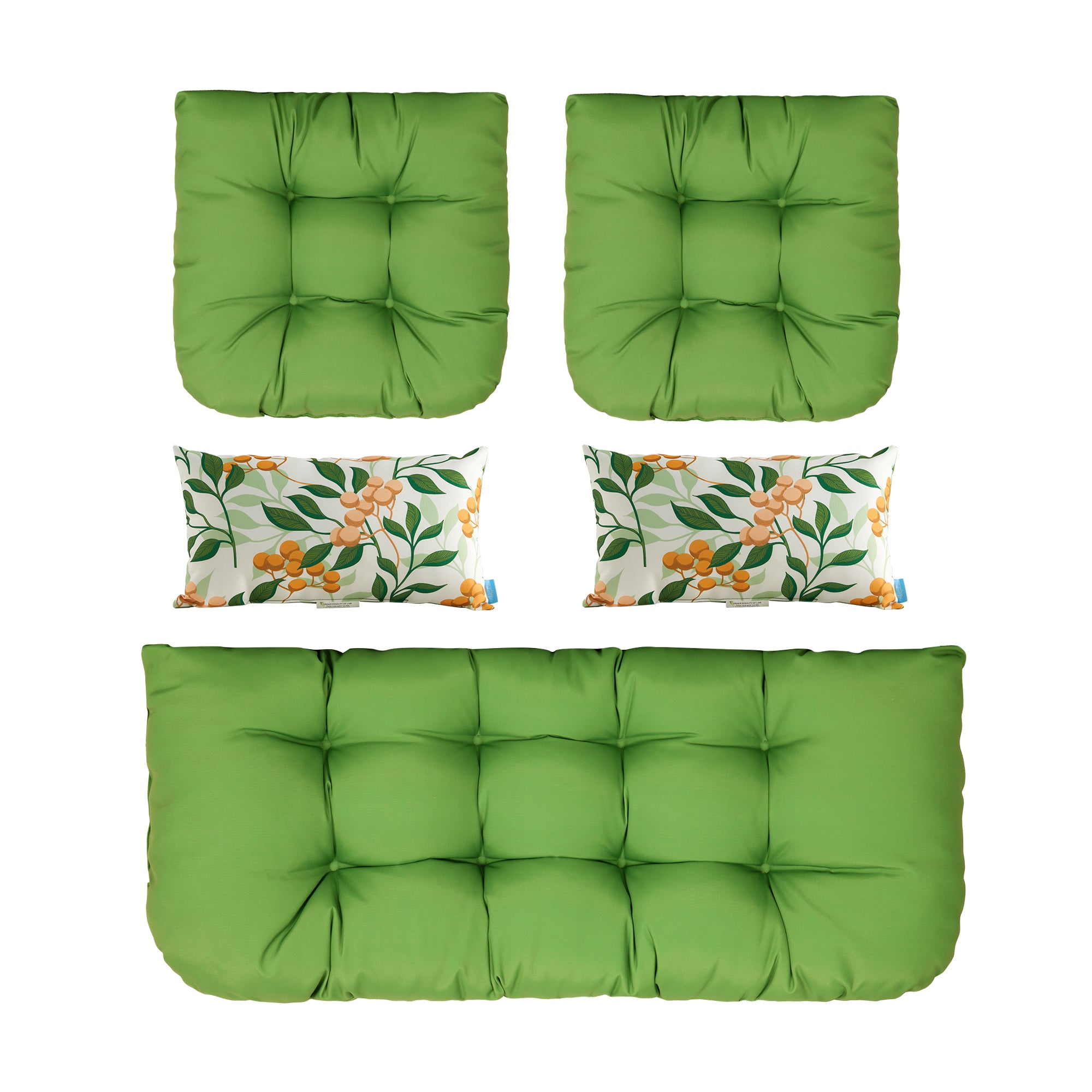 ARTPLAN All Weather Chair Outdoor Cushions Settee Loveseat Bench Cushions Set of 5 Wicker Tufted Pillow for Patio Outdoor Furniture