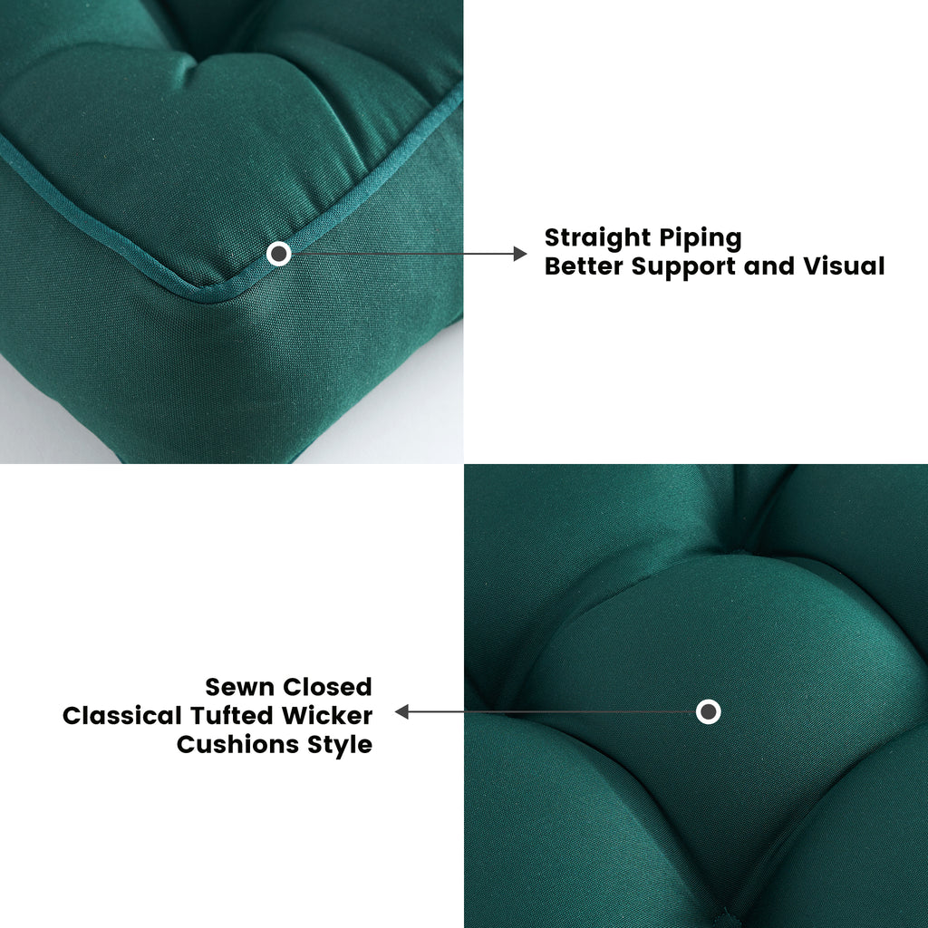 ARTPLAN Outdoor Seat Cushions,Pack of 2 Tufted  Patio Chair Pads 19x19x5 Inches Square Foam for Dining Chair