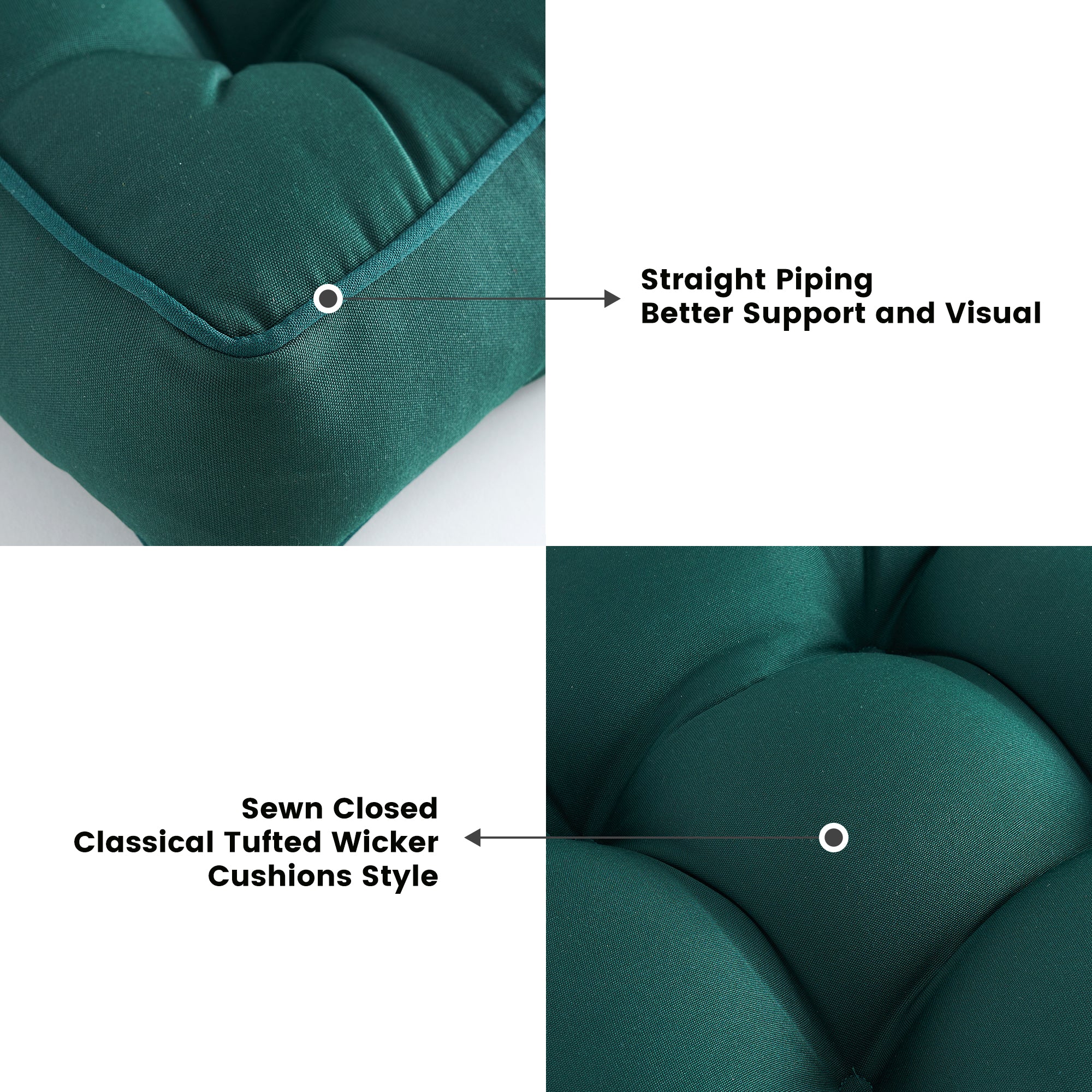 ARTPLAN Outdoor Seat Cushions,Pack of 2 Tufted  Patio Chair Pads 19x19x5 Inches Square Foam for Dining Chair
