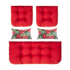 ARTPLAN All Weather Chair Outdoor Cushions Settee Loveseat Bench Cushions Set of 5 Wicker Tufted Pillow for Patio Outdoor Furniture