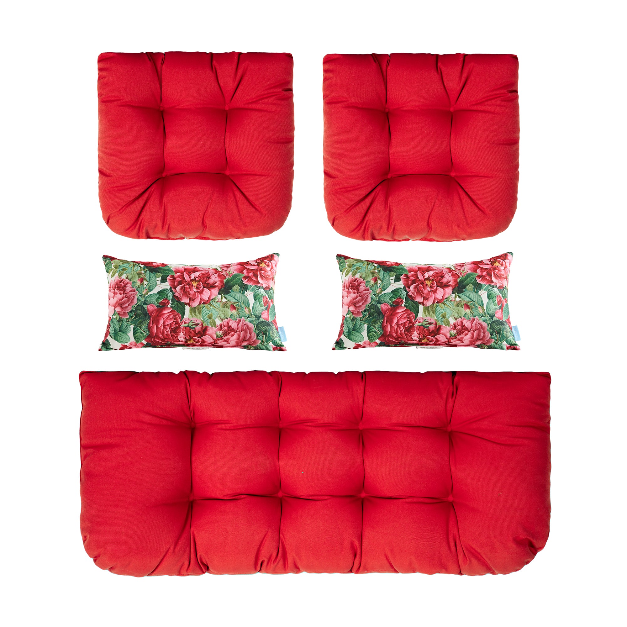 ARTPLAN All Weather Chair Outdoor Cushions Settee Loveseat Bench Cushions Set of 5 Wicker Tufted Pillow for Patio Outdoor Furniture