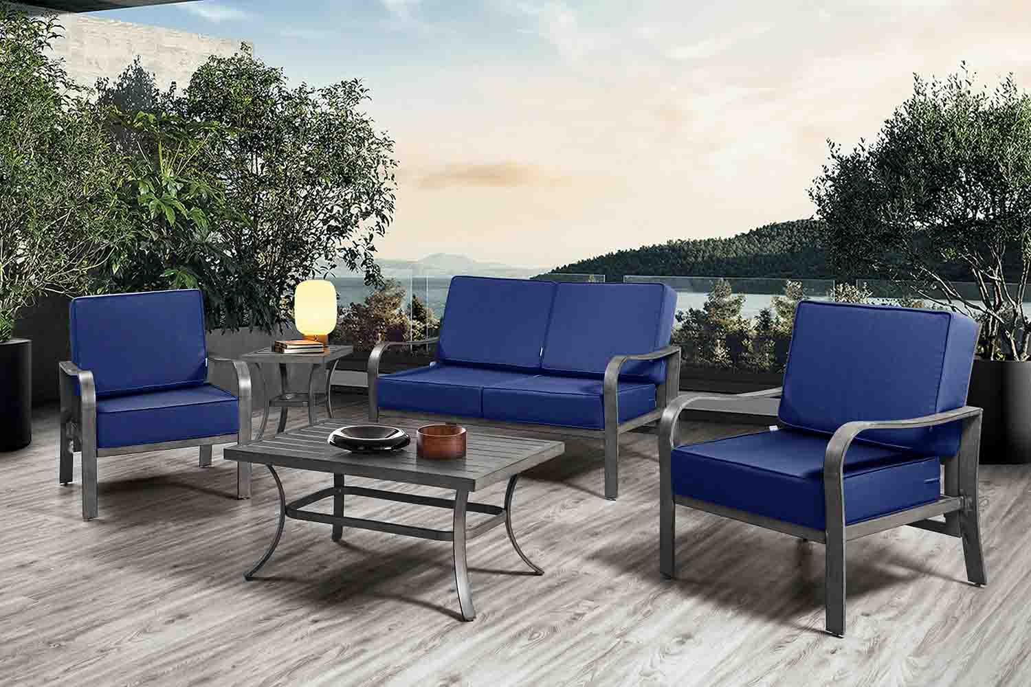ARTPLAN Outdoor Cushions for Patio Furniture, 24x24x6" Thick Seat Cushion Set, Fade Resistant, Deep Seat Bottom and Back Cushion with Removable Cover