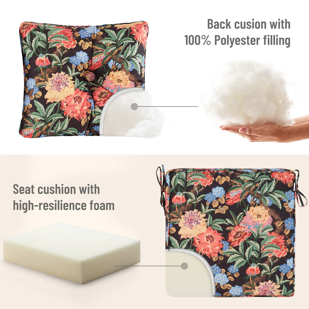 Deep Seat Pillow and High Back Chair Cushions Outdoor Water Repellent Replacement Patio Seating Cushions,Seat 24"x24"x6",Back 22"x24"x6"