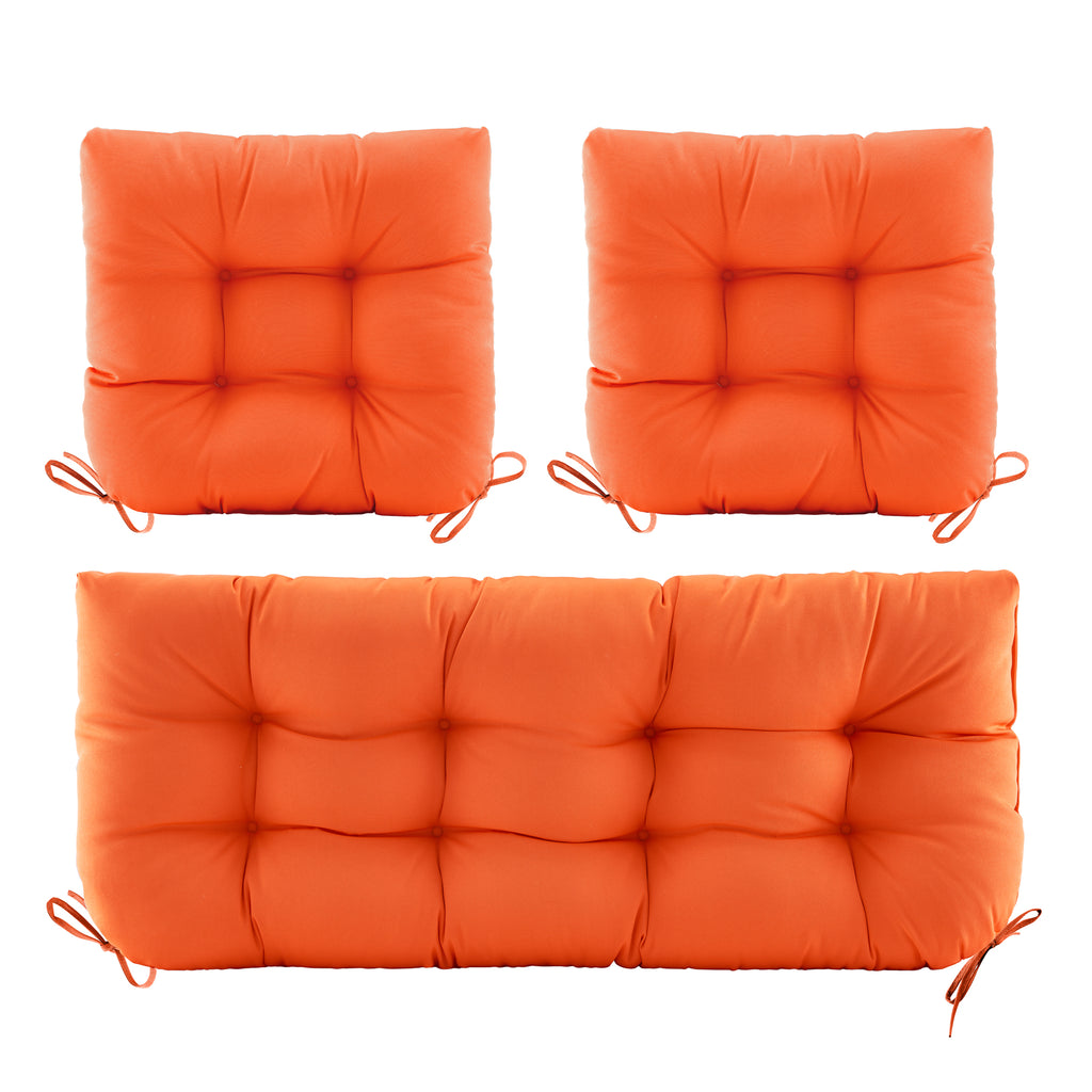 3 Pieces Outdoor Chair Cushions Clearance with Ties,44x19x5 Inches,1 Love seat &2 U-Shape Tufted Patio Bench Cushions for Wicker Outdoor Furniture,All Weather,