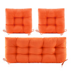 3 Pieces Outdoor Chair Cushions Clearance with Ties,44x19x5 Inches,1 Love seat &2 U-Shape Tufted Patio Bench Cushions for Wicker Outdoor Furniture,All Weather,