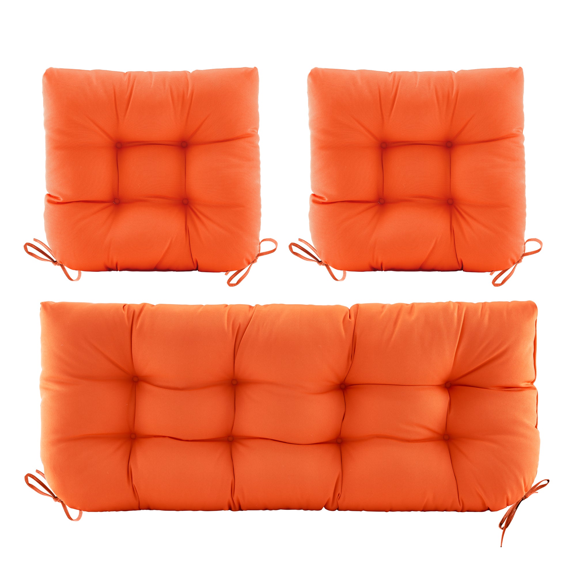 3 Pieces Outdoor Chair Cushions Clearance with Ties,44x19x5 Inches,1 Love seat &2 U-Shape Tufted Patio Bench Cushions for Wicker Outdoor Furniture,All Weather,