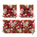 3 Pieces Outdoor Chair Cushions Set–Waterproof Tufted Cushions with Ties for Patio coversation, Loveseat & Bench, 44"x19"x5" UV-Resistant & Fade-Proof with Premium Polyester Filled