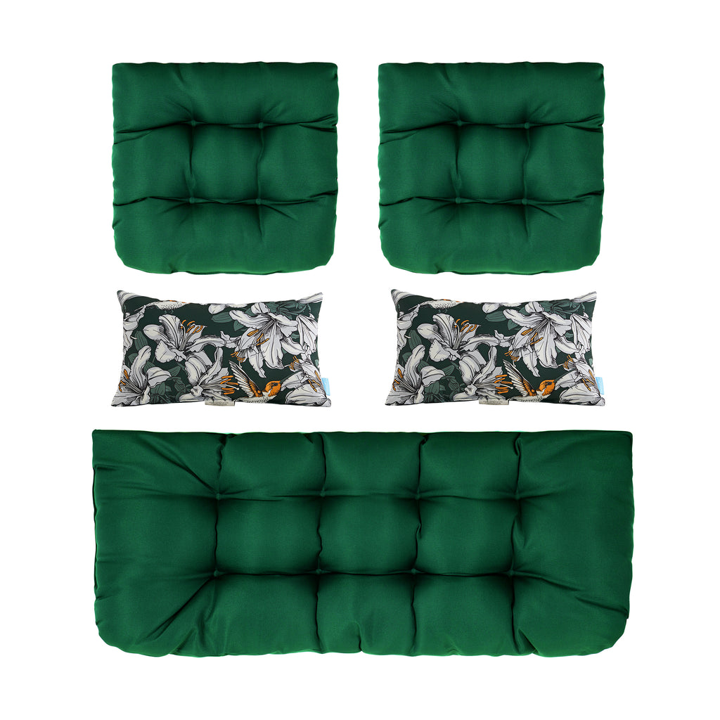 ARTPLAN All Weather Chair Outdoor Cushions Settee Loveseat Bench Cushions Set of 5 Wicker Tufted Pillow for Patio Outdoor Furniture