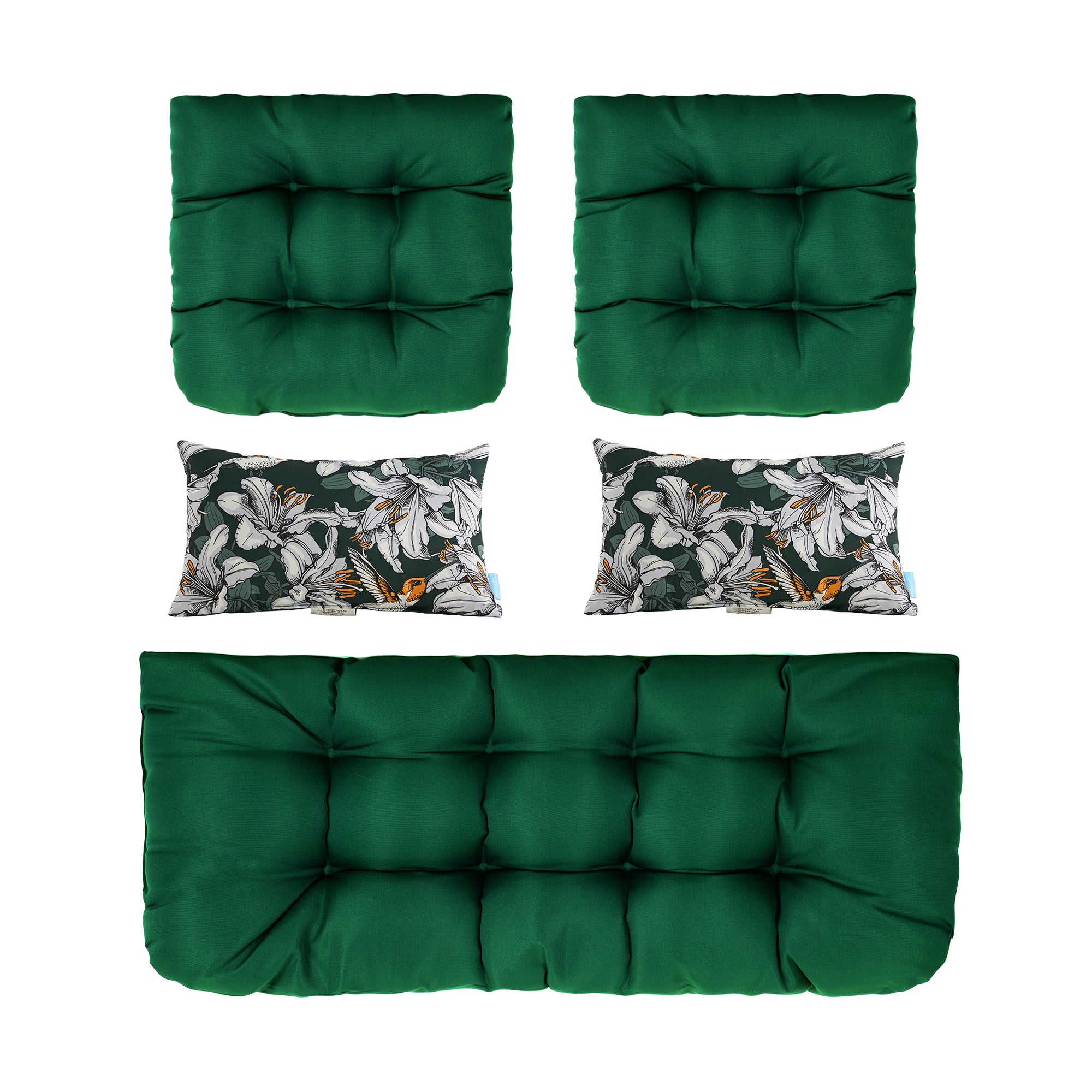 ARTPLAN All Weather Chair Outdoor Cushions Settee Loveseat Bench Cushions Set of 5 Wicker Tufted Pillow for Patio Outdoor Furniture