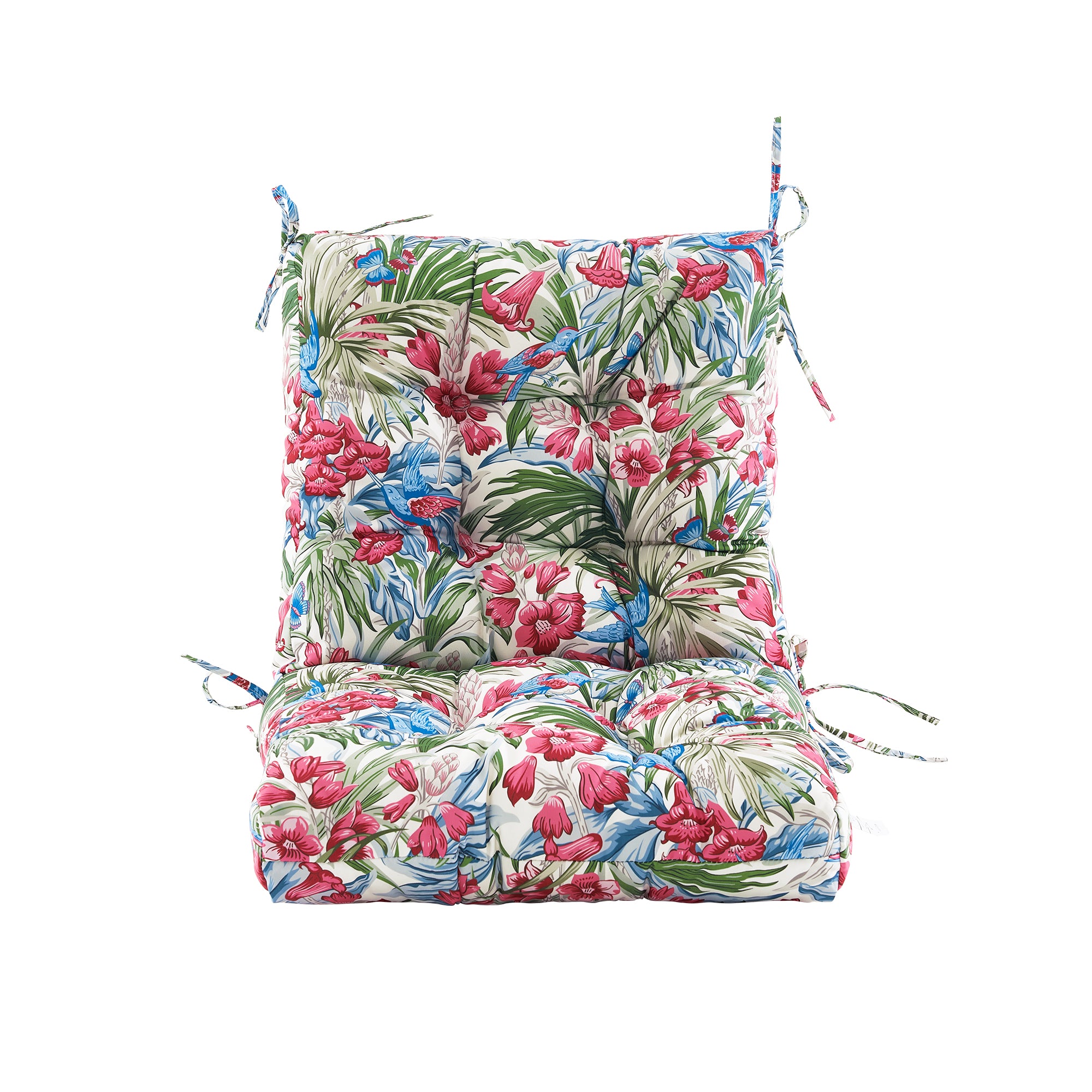 ARTPLAN Patio Chair Cushions Combined Seat and Back,Tufted Outdoor Swivel Chair Cushion with Tie,40"x20"x4",Floral