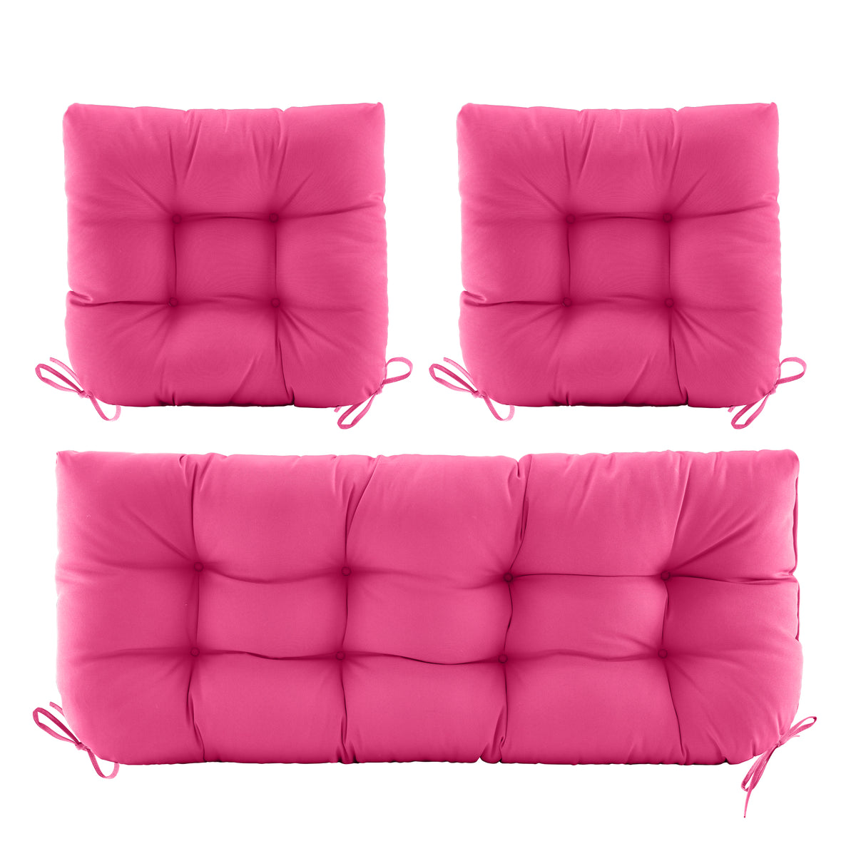 3 Pieces Outdoor Chair Cushions Clearance with Ties,44x19x5 Inches,1 Love seat &2 U-Shape Tufted Patio Bench Cushions for Wicker Outdoor Furniture,All Weather