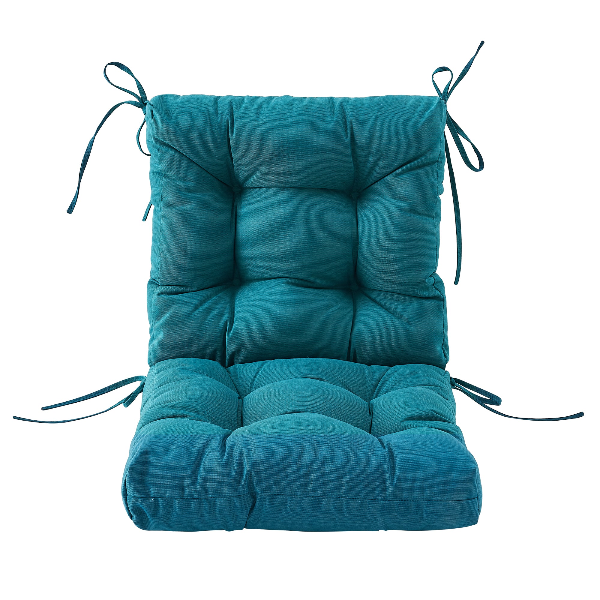 Artplan Outdoor Cushions Wicker Tufted Pillow with Back for Outdoor Furniture, Rocking Chair Cushion Premium Tufted Pads Set of Upper and Lower with Ties