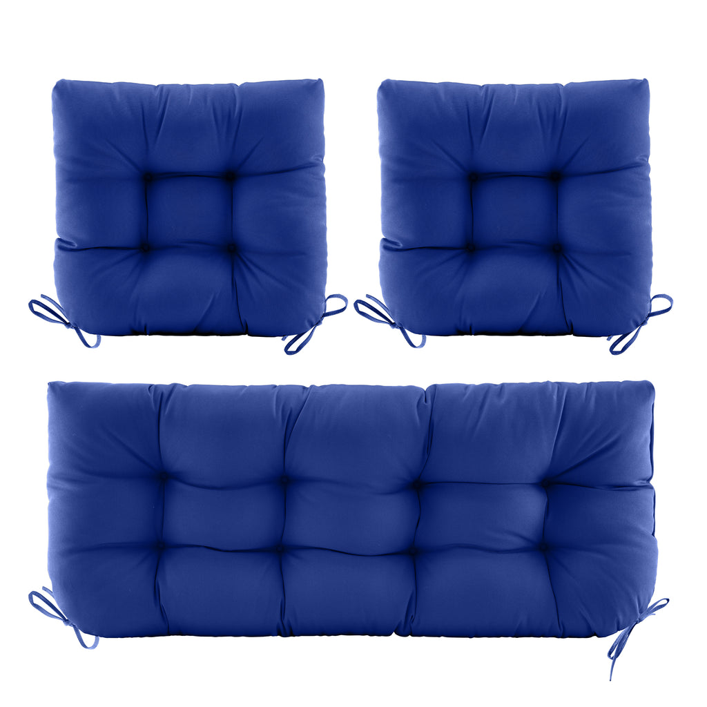 3 Pieces Outdoor Chair Cushions Clearance with Ties,44x19x5 Inches,1 Love seat &2 U-Shape Tufted Patio Bench Cushions for Wicker Outdoor Furniture,All Weather,