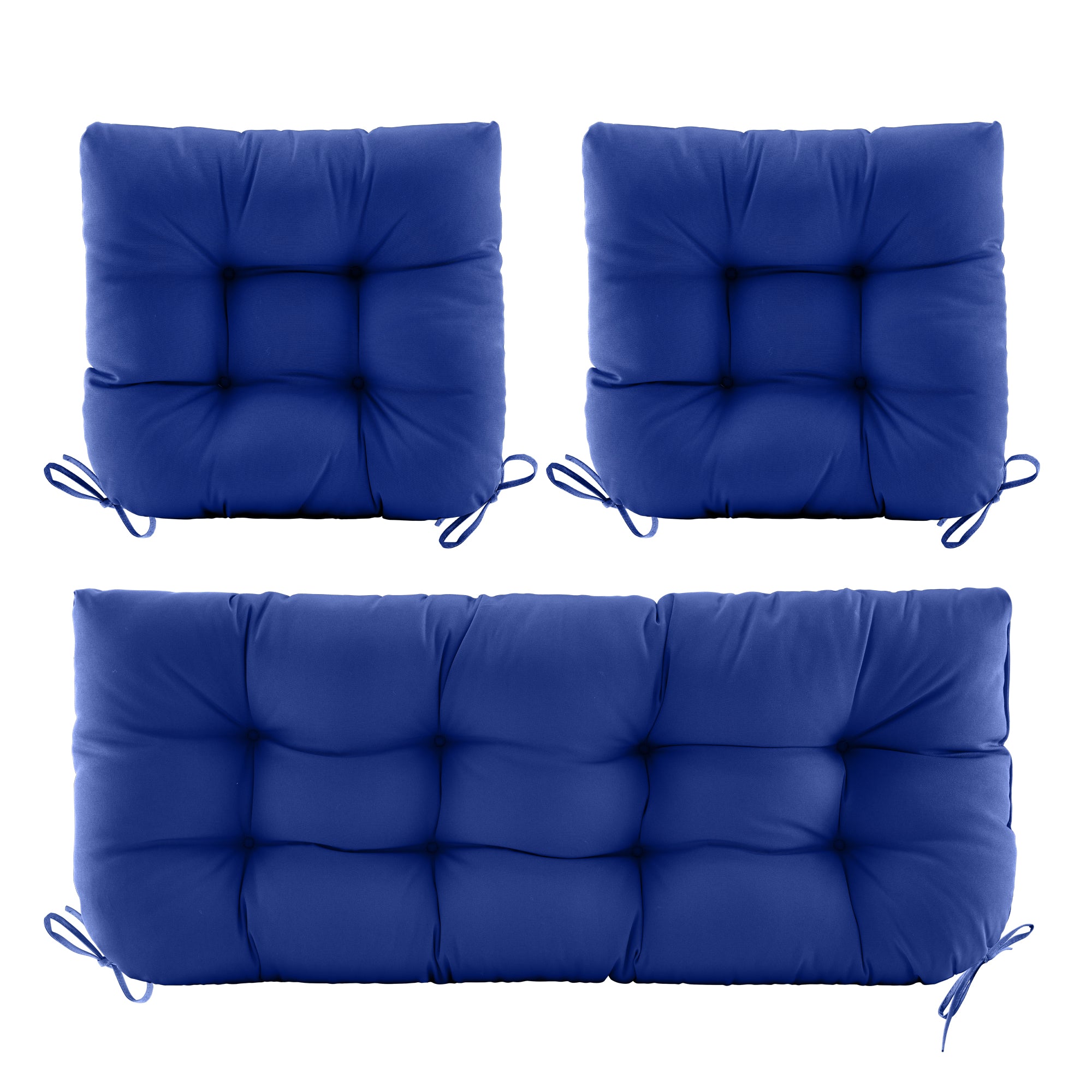 3 Pieces Outdoor Chair Cushions Clearance with Ties,44x19x5 Inches,1 Love seat &2 U-Shape Tufted Patio Bench Cushions for Wicker Outdoor Furniture,All Weather,