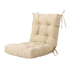 Artplan Outdoor Cushions Wicker Tufted Pillow with Back for Outdoor Furniture, Rocking Chair Cushion Premium Tufted Pads Set of Upper and Lower with Ties