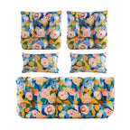 ARTPLAN Outdoor Cushions for Settee,Wicker Loveseat Cushions with Tie,Tufted Patio Cushions 2 U-Shaped Set of 5 Piece,L44xW19,Floral,