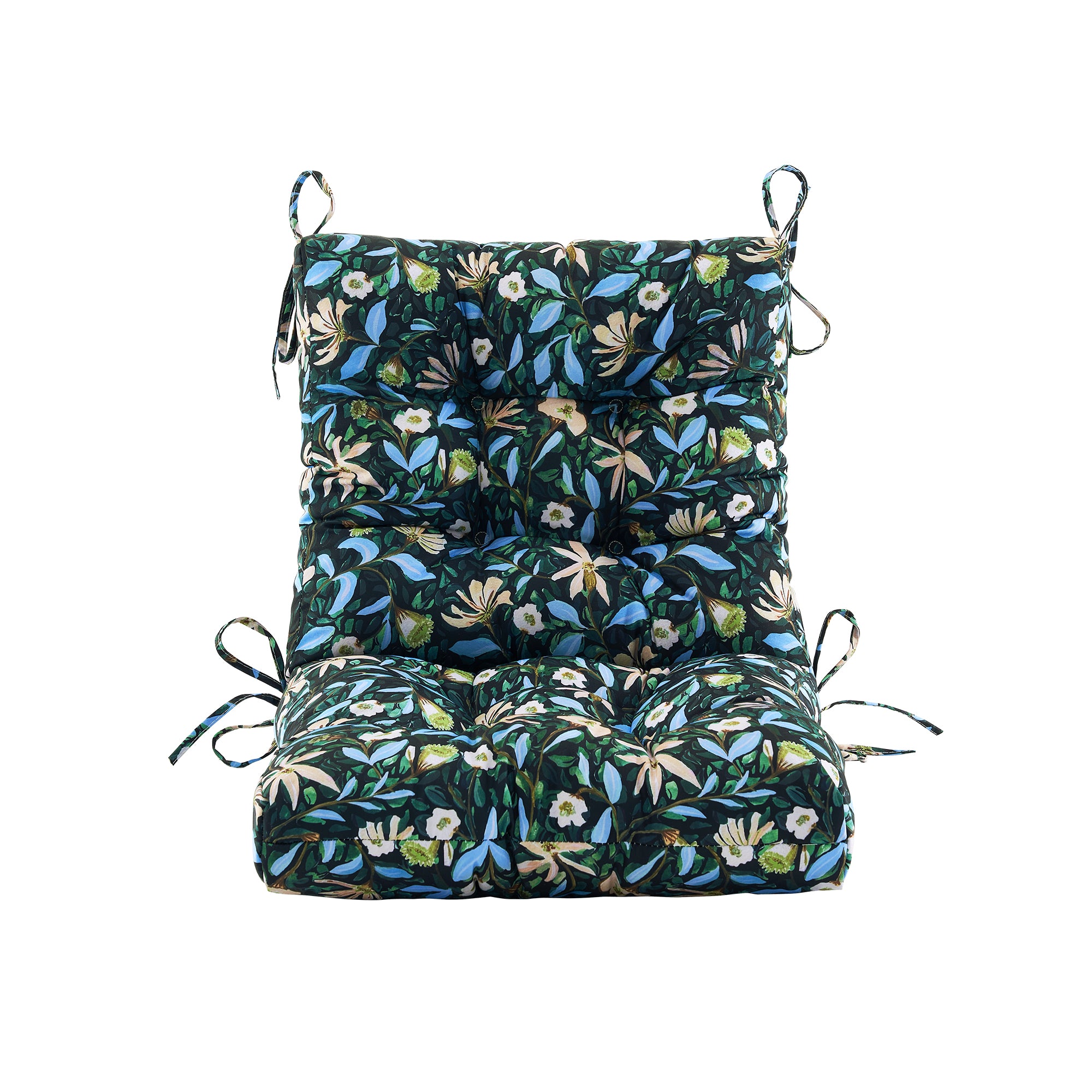 ARTPLAN Patio Chair Cushions Combined Seat and Back,Tufted Outdoor Swivel Chair Cushion with Tie,40"x20"x4",Floral