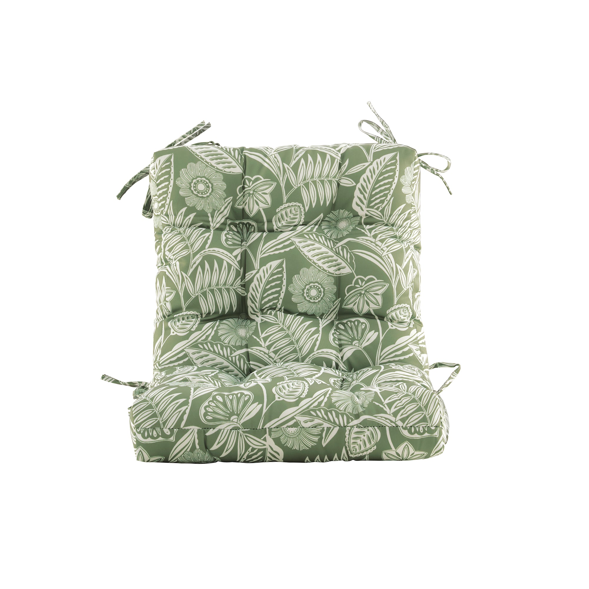 ARTPLAN Outdoor Chair Cushions,40"x20"x4",Low BackTufted Thick Outdoor Wicker Lawn Seat Cushion with Ties for Patio Furniture,Floral