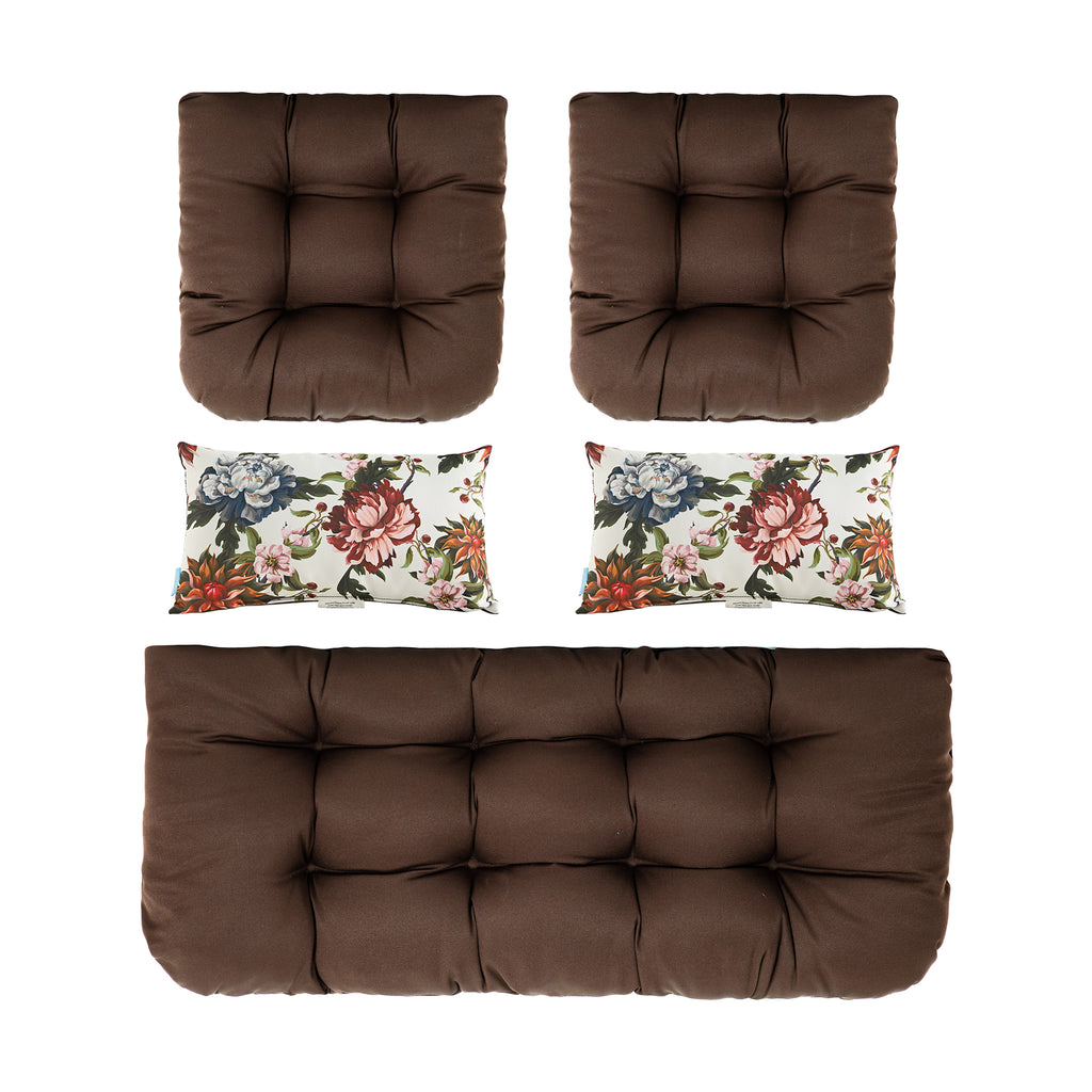 ARTPLAN All Weather Chair Outdoor Cushions Settee Loveseat Bench Cushions Set of 5 Wicker Tufted Pillow for Patio Outdoor Furniture
