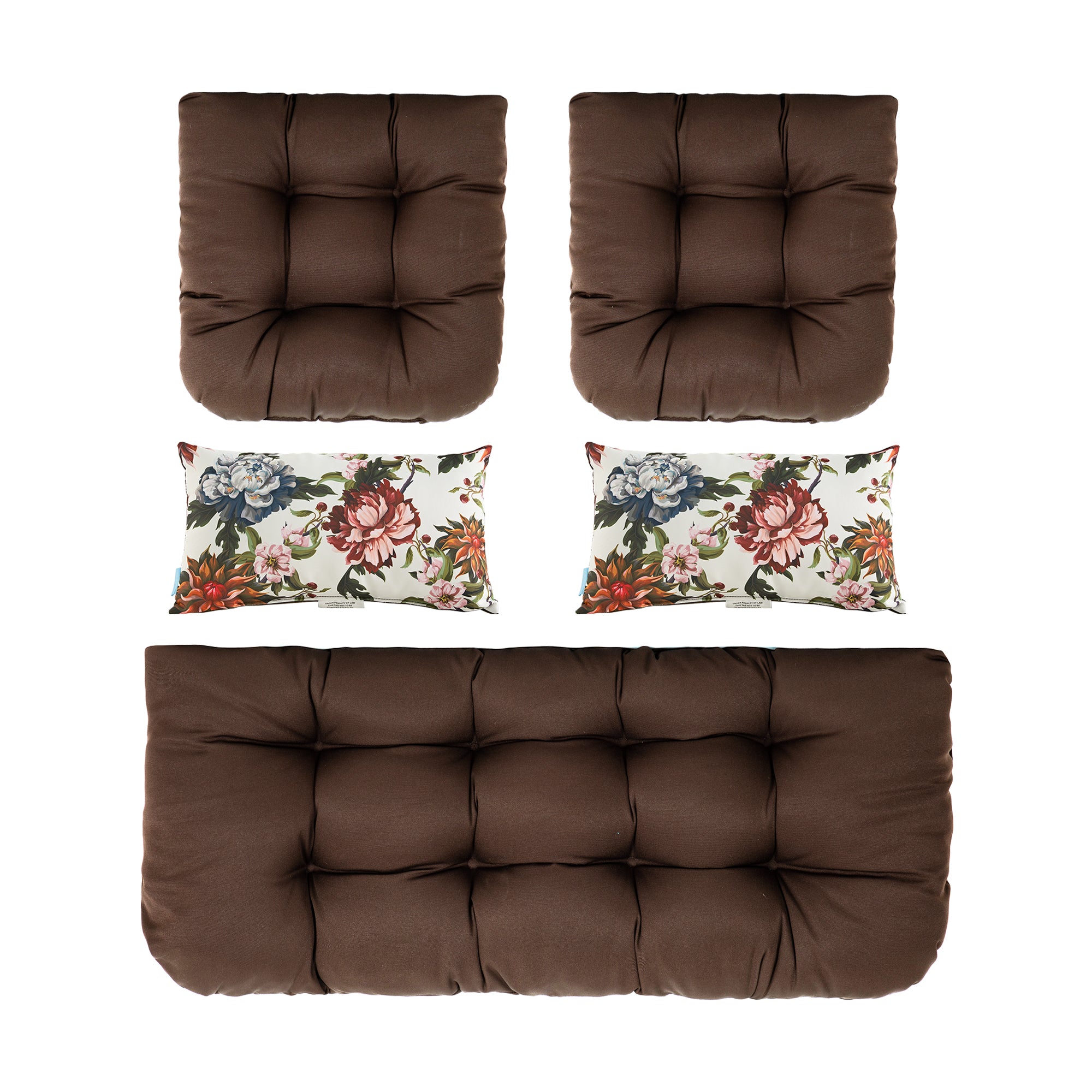 ARTPLAN All Weather Chair Outdoor Cushions Settee Loveseat Bench Cushions Set of 5 Wicker Tufted Pillow for Patio Outdoor Furniture