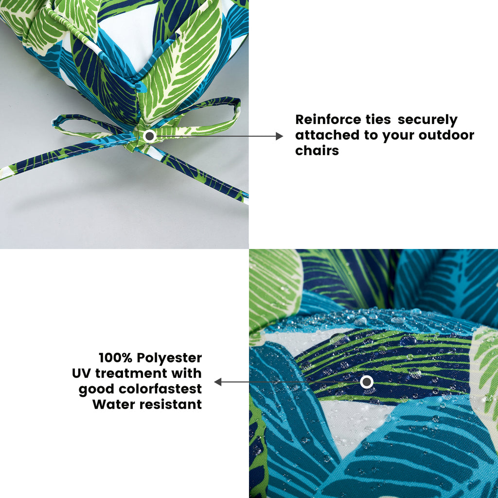ARTPLAN Outdoor Seat Cushions,Pack of 2 Tufted  Patio Chair Pads 19x19x5 Inches Square Foam for Dining Chair