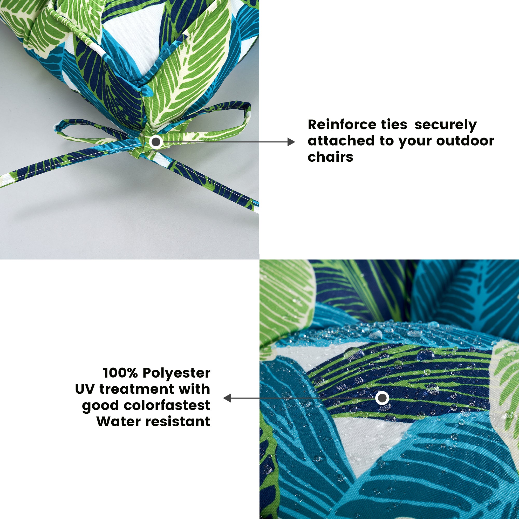 ARTPLAN Outdoor Seat Cushions,Pack of 2 Tufted  Patio Chair Pads 19x19x5 Inches Square Foam for Dining Chair