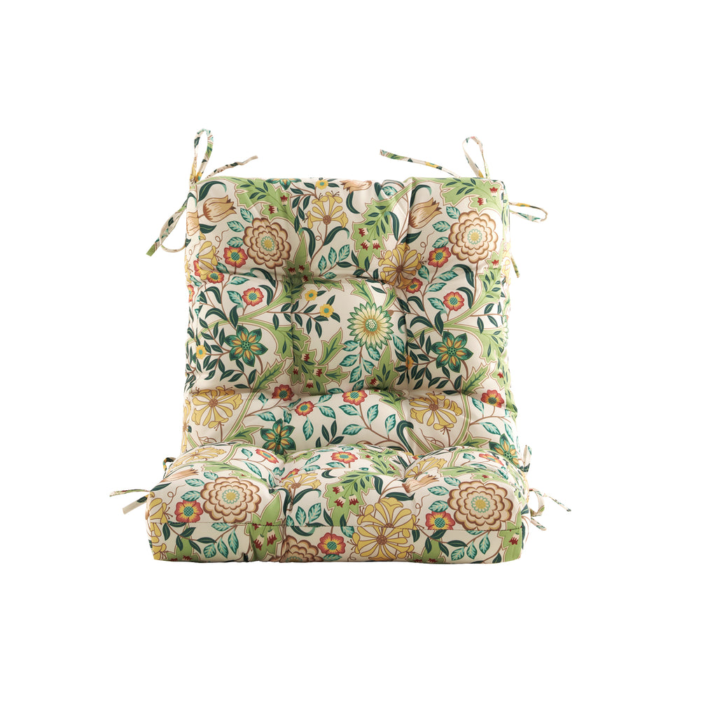 ARTPLAN Outdoor Chair Cushions,40"x20"x4",Low BackTufted Thick Outdoor Wicker Lawn Seat Cushion with Ties for Patio Furniture,Floral