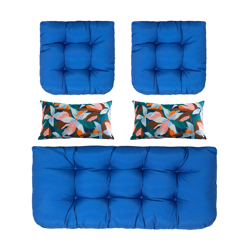 ARTPLAN All Weather Chair Outdoor Cushions Settee Loveseat Bench Cushions Set of 5 Wicker Tufted Pillow for Patio Outdoor Furniture