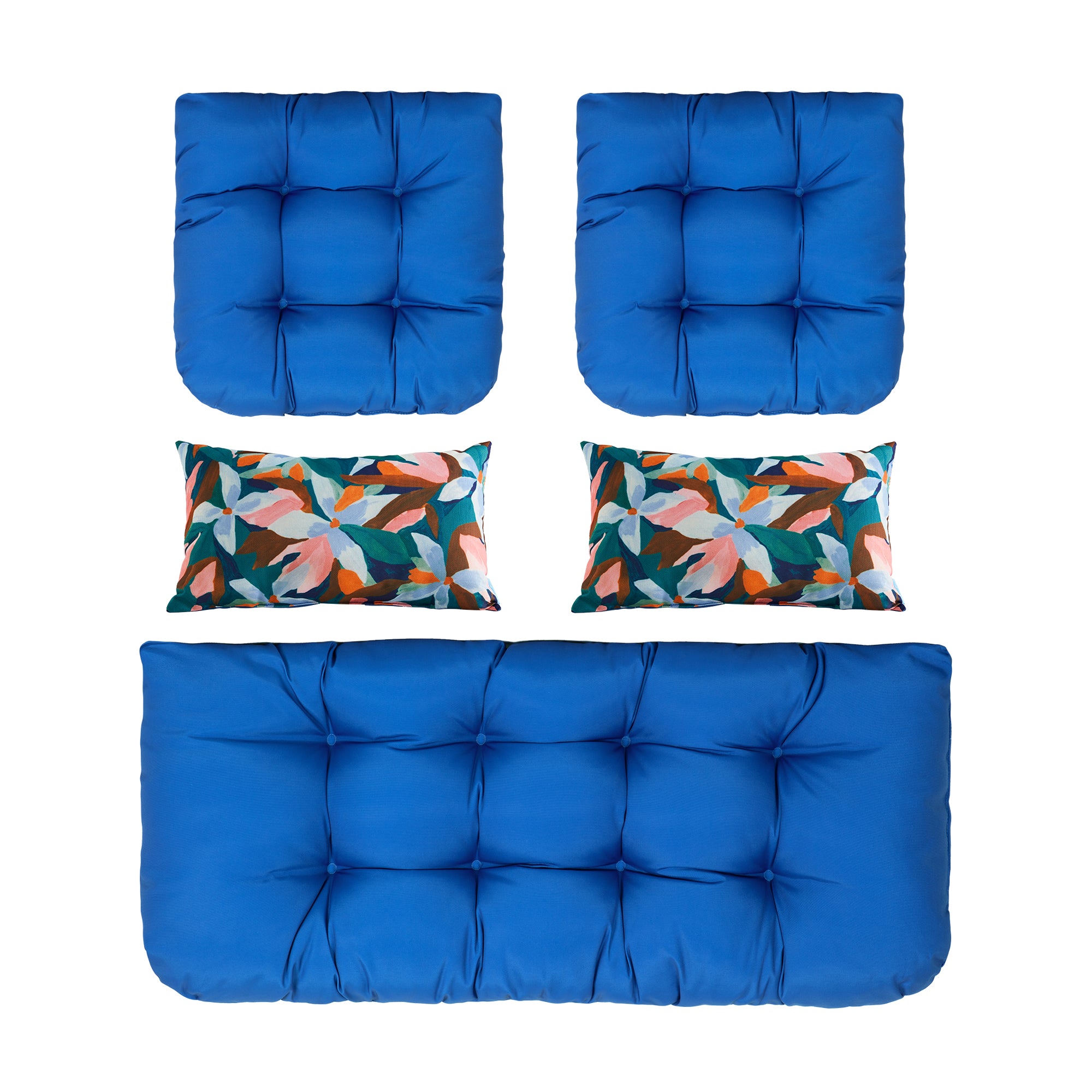 ARTPLAN All Weather Chair Outdoor Cushions Settee Loveseat Bench Cushions Set of 5 Wicker Tufted Pillow for Patio Outdoor Furniture