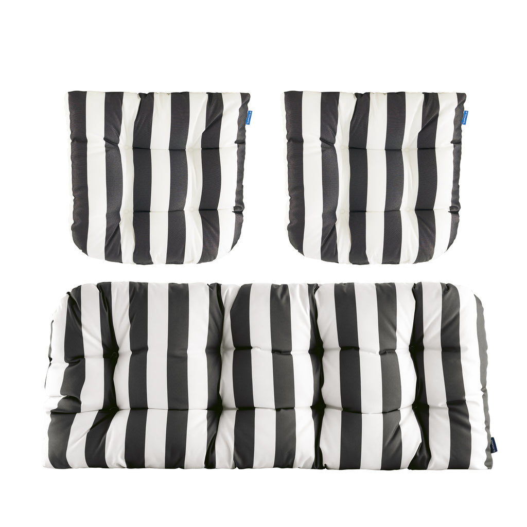 ARTPLAN Outdoor Chair Cushions,3 Piece Loveseat Outdoor Cushions Set,Tufted/Wicker Patio Cushion for Patio Furniture All Weather,44"x19"x5"