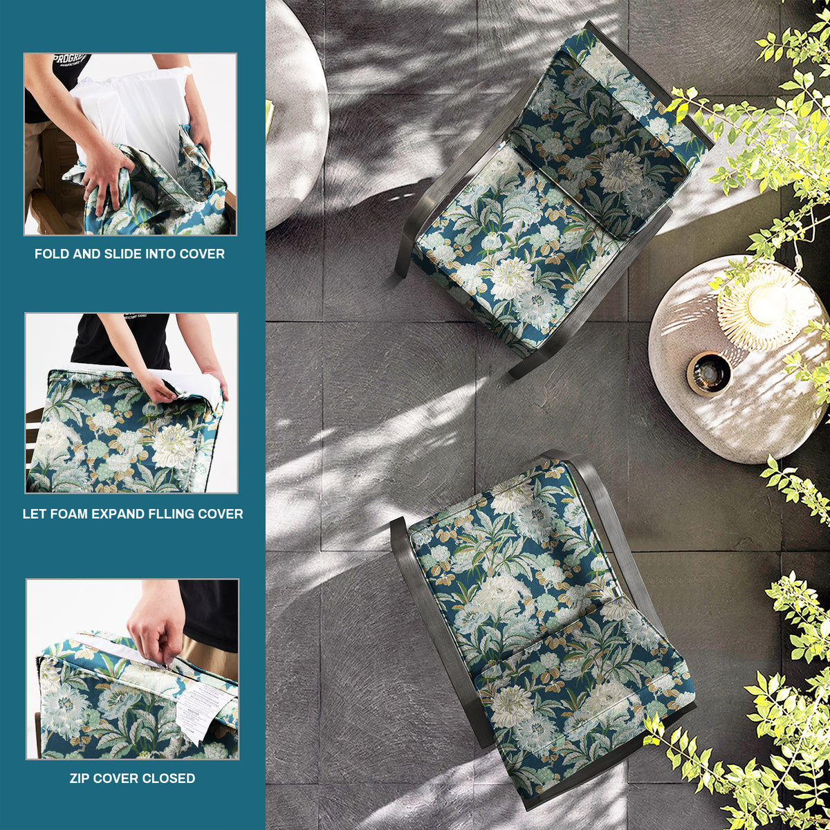 ARTPLAN Outdoor Deep Seat Slipcovers，Set of 2 24x24x6" 18x24 Olefin,Square Outdoor Cushion Cover, for Patio Funiture